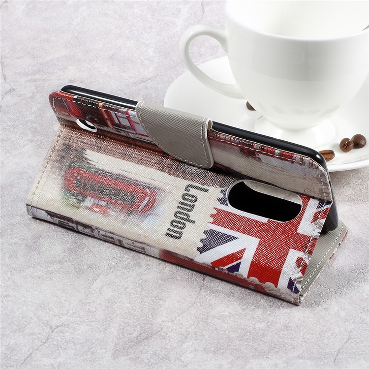 For LG Aristo LV3 MS210 / K8 2017 M200N Patterned PU Leather Card Slots Shell - London Elements-5