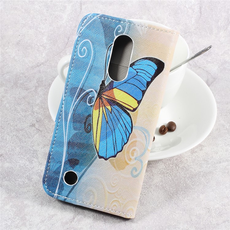 For LG Aristo LV3 MS210 / K8 2017 M200N Patterned PU Leather Card Slots Cellphone Case - Beautiful Butterfly-2