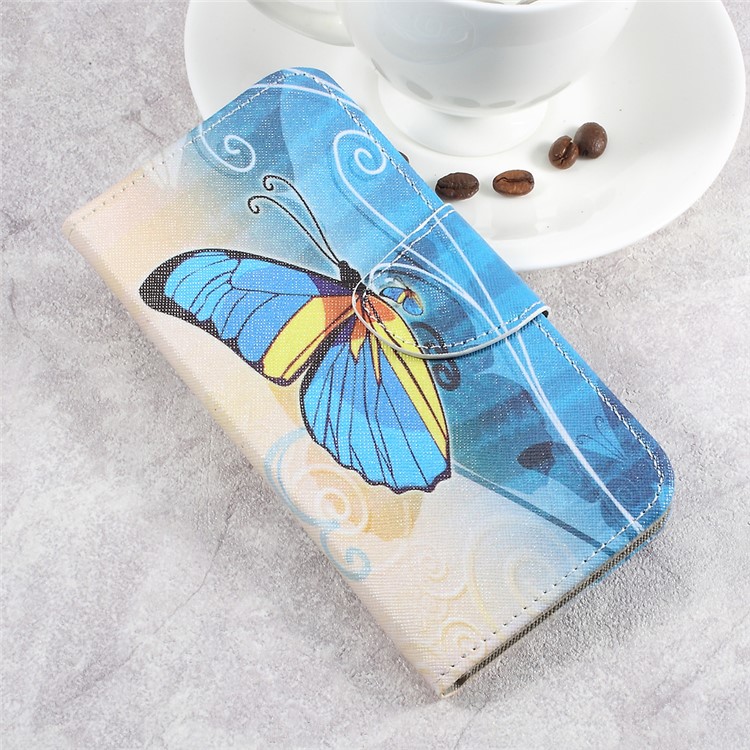 For LG Aristo LV3 MS210 / K8 2017 M200N Patterned PU Leather Card Slots Cellphone Case - Beautiful Butterfly-3