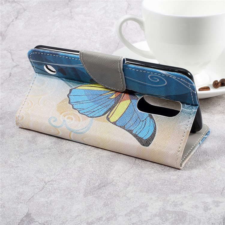 For LG Aristo LV3 MS210 / K8 2017 M200N Patterned PU Leather Card Slots Cellphone Case - Beautiful Butterfly-5