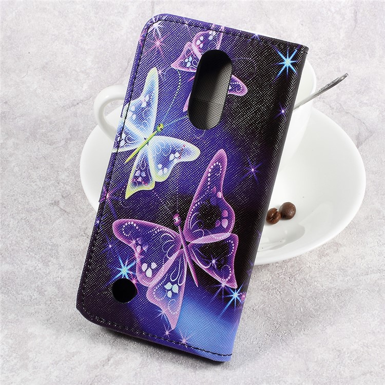 For LG Aristo LV3 MS210 / K8 2017 M200N Patterned PU Leather Card Slots Protective Case - Shiny Butterflies-2