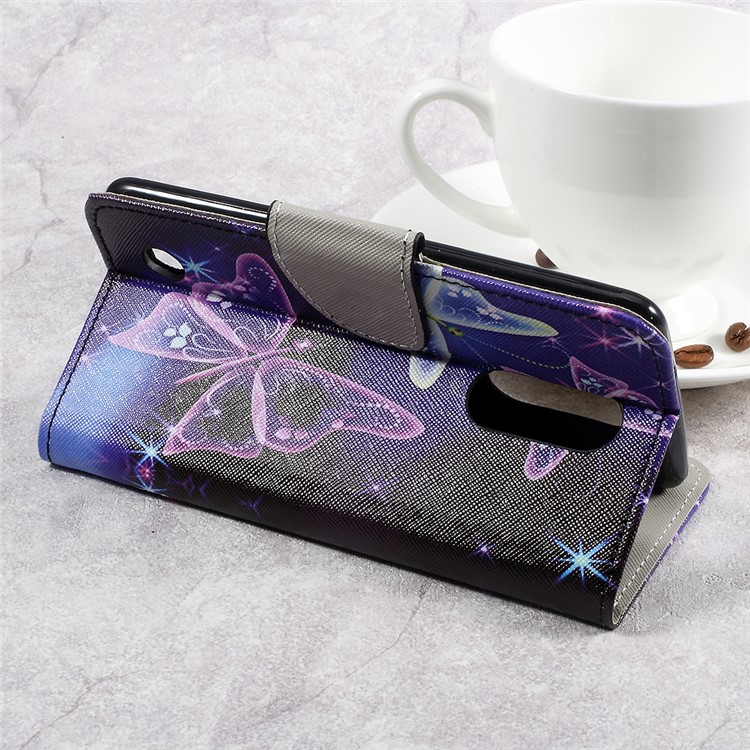 For LG Aristo LV3 MS210 / K8 2017 M200N Patterned PU Leather Card Slots Protective Case - Shiny Butterflies-5
