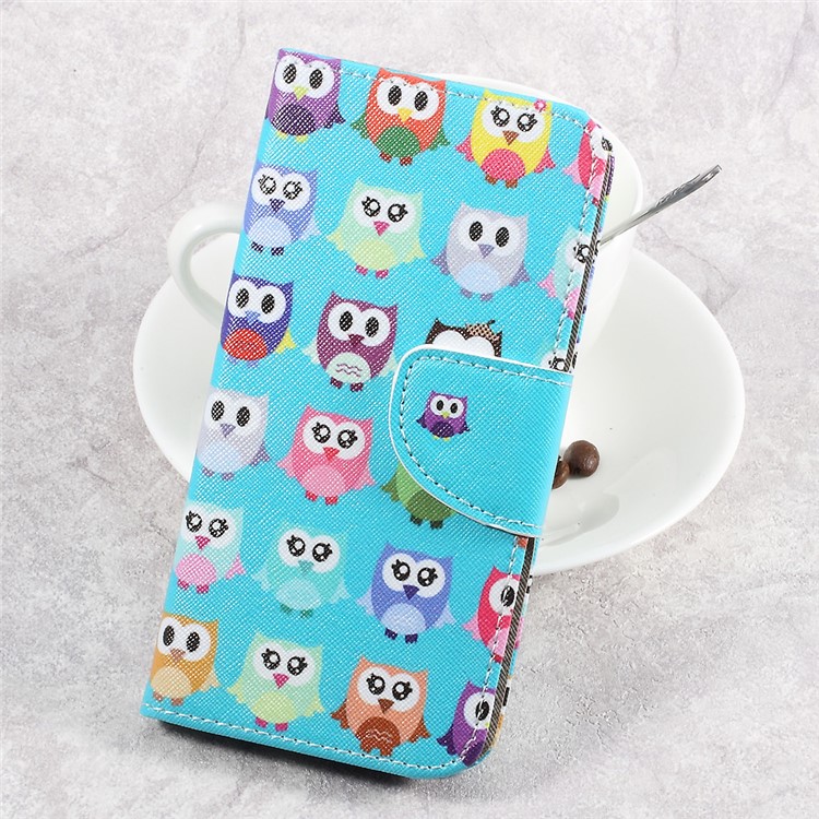 For LG Aristo LV3 MS210 / K8 2017 M200N Patterned PU Leather Card Slots Case - Adorable Owls-1