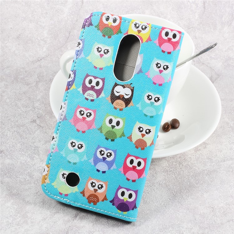 For LG Aristo LV3 MS210 / K8 2017 M200N Patterned PU Leather Card Slots Case - Adorable Owls-2