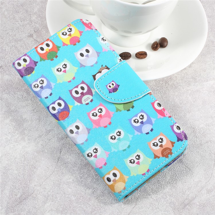 For LG Aristo LV3 MS210 / K8 2017 M200N Patterned PU Leather Card Slots Case - Adorable Owls-3