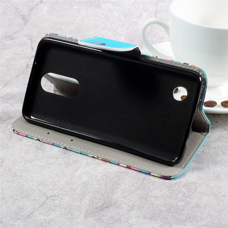 For LG Aristo LV3 MS210 / K8 2017 M200N Patterned PU Leather Card Slots Case - Adorable Owls-4