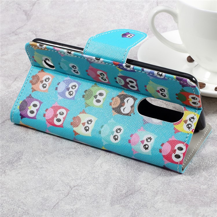 For LG Aristo LV3 MS210 / K8 2017 M200N Patterned PU Leather Card Slots Case - Adorable Owls-5