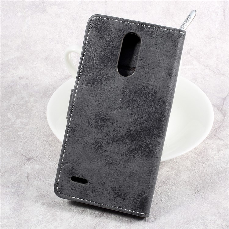 Retro Style Leather Wallet Mobile Phone Case for LG K10 (2017) - Grey-2
