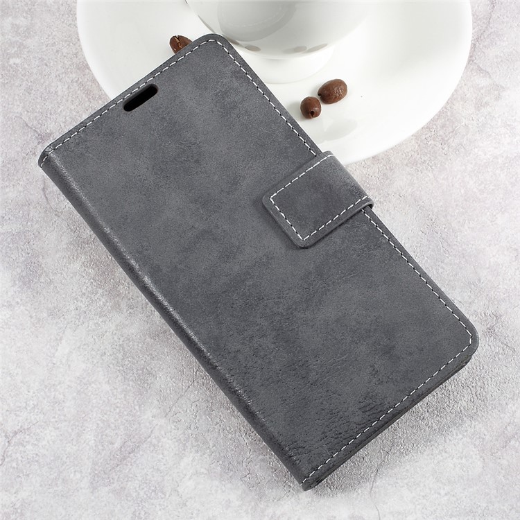 Retro Style Leather Wallet Mobile Phone Case for LG K10 (2017) - Grey-3