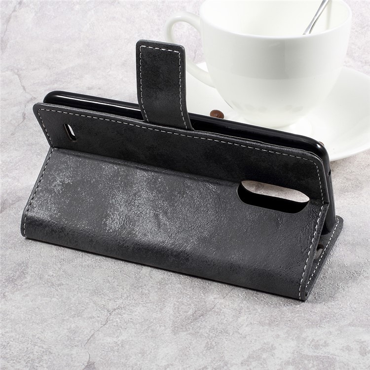 Retro Style Leather Wallet Mobile Phone Case for LG K10 (2017) - Grey-5