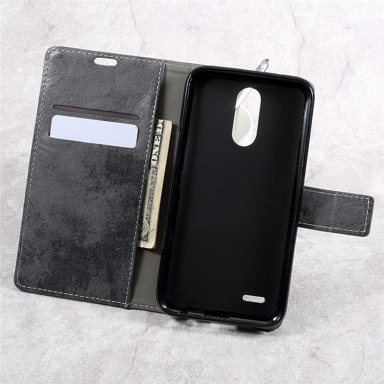 Retro Style Leather Wallet Mobile Phone Case for LG K10 (2017) - Grey-6