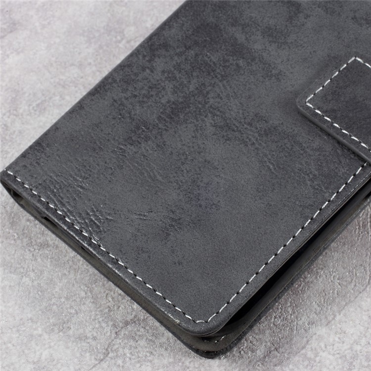 Retro Style Leather Wallet Mobile Phone Case for LG K10 (2017) - Grey-7
