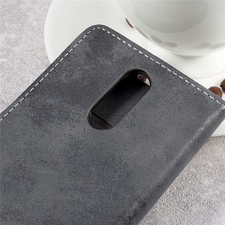 Retro Style Leather Wallet Mobile Phone Case for LG K10 (2017) - Grey-8