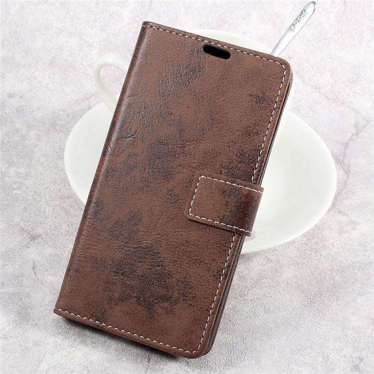 Retro Style Leather Flip Protective Cover Case for LG K10 (2017) - Brown-1