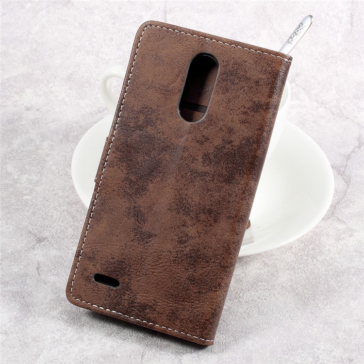 Retro Style Leather Flip Protective Cover Case for LG K10 (2017) - Brown-2