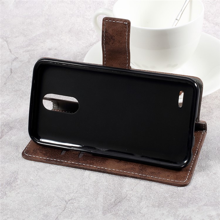 Retro Style Leather Flip Protective Cover Case for LG K10 (2017) - Brown-4