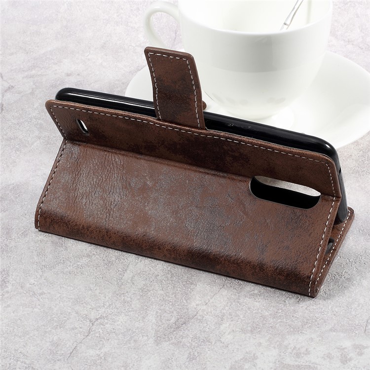 Retro Style Leather Flip Protective Cover Case for LG K10 (2017) - Brown-5