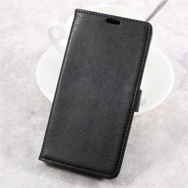 Litchi Texture PU Leather Stand Case with Card Slots for LG K10 (2017) - Black-1