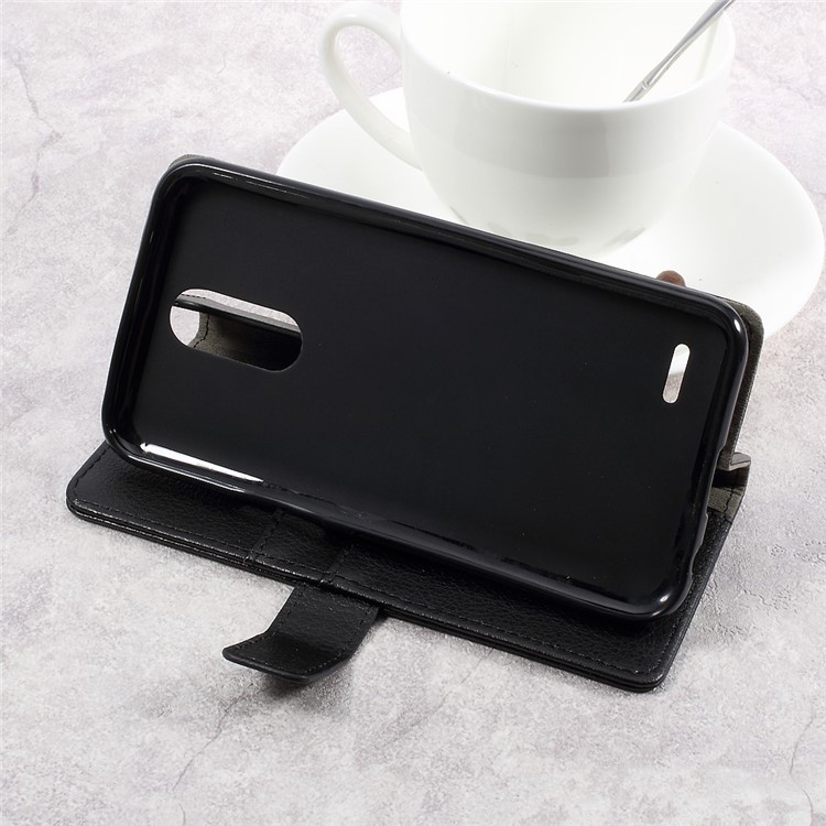 Litchi Texture PU Leather Stand Case with Card Slots for LG K10 (2017) - Black-6