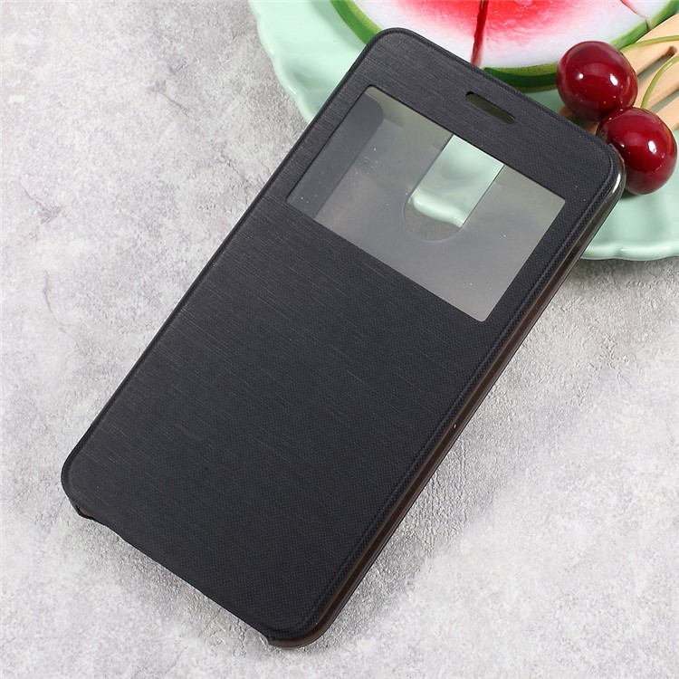 View Window Leather Flip Cell Phone Case for LG K10 (2017) - Black-1