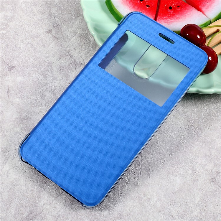 Mobile Accessory Leather View Window Cell Phone Case for LG K10 (2017) - Blue-1