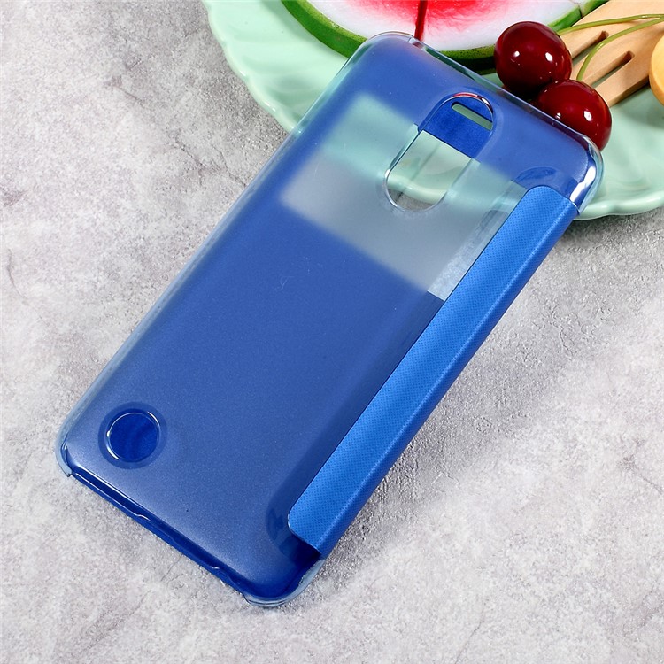 Mobile Accessory Leather View Window Cell Phone Case for LG K10 (2017) - Blue-2