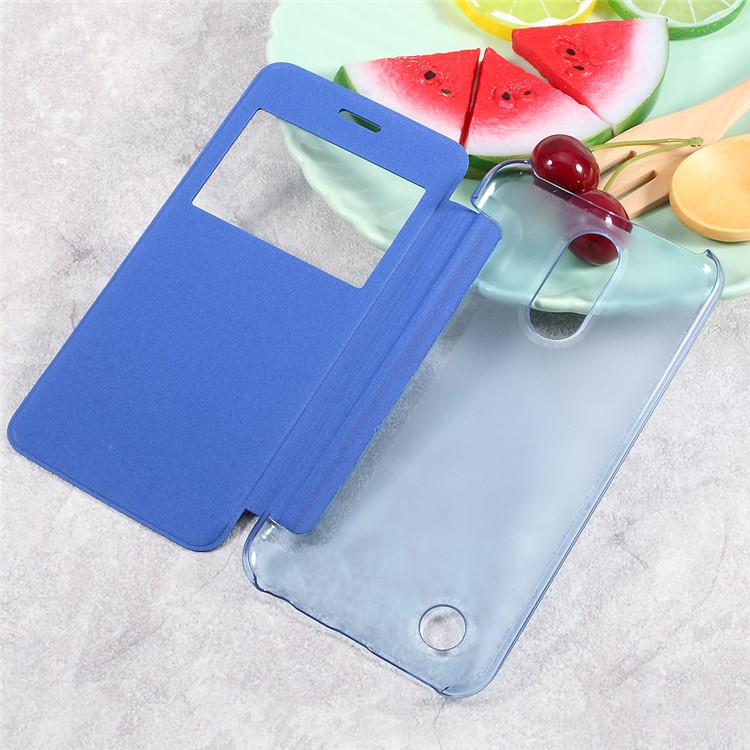 Mobile Accessory Leather View Window Cell Phone Case for LG K10 (2017) - Blue-4