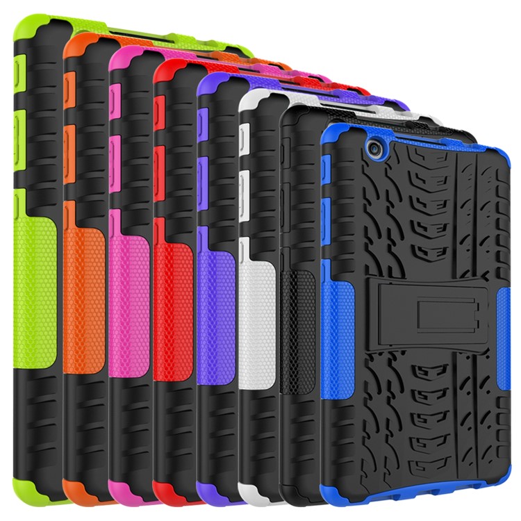 For LG G Pad III 8.0 V525 Kickstand PC + TPU Hybrid Cover Case Tire Pattern - Black-13