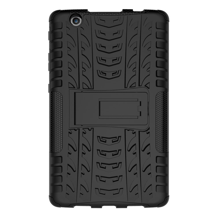 For LG G Pad III 8.0 V525 Kickstand PC + TPU Hybrid Cover Case Tire Pattern - Black-3