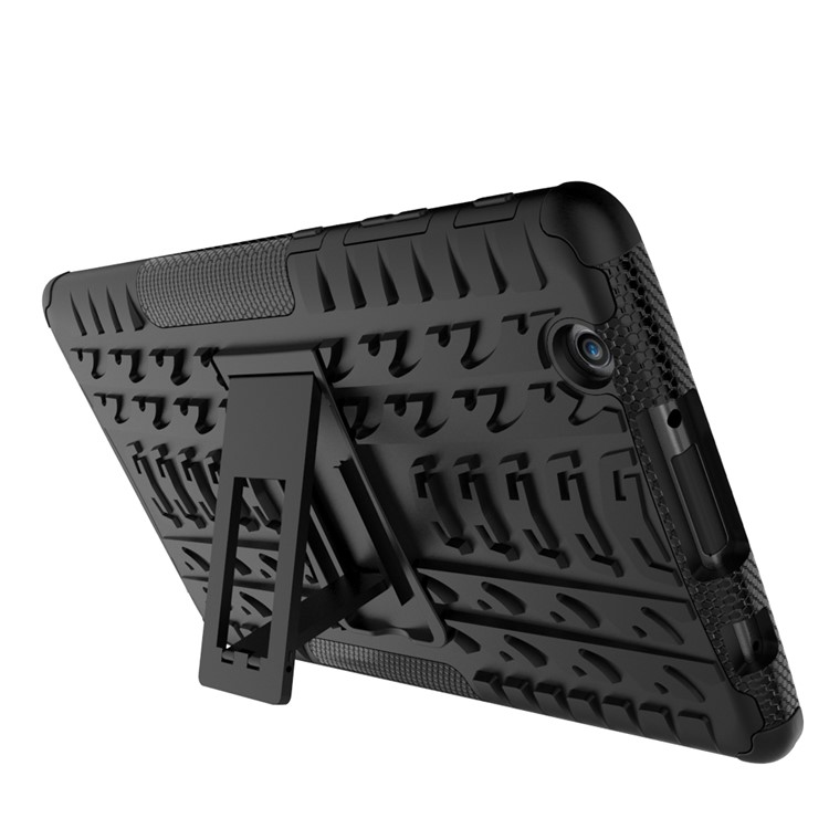For LG G Pad III 8.0 V525 Kickstand PC + TPU Hybrid Cover Case Tire Pattern - Black-9