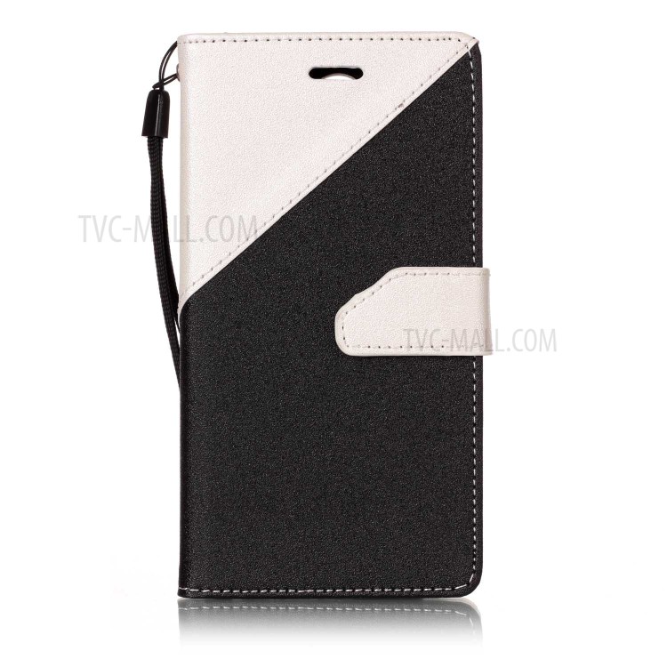 Bi-Color Sand-like Grain Leather Wallet Phone Case for LG K4 (2017) - White-1