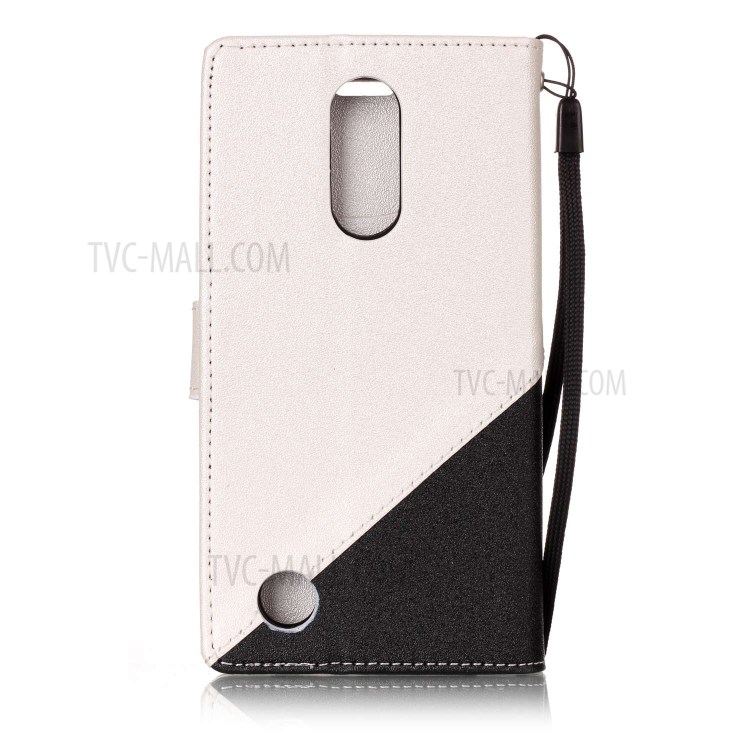 Bi-Color Sand-like Grain Leather Wallet Phone Case for LG K4 (2017) - White-2