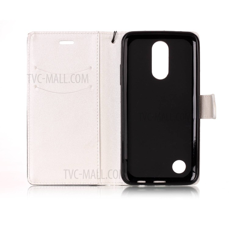 Bi-Color Sand-like Grain Leather Wallet Phone Case for LG K4 (2017) - White-3