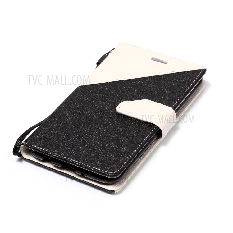 Bi-Color Sand-like Grain Leather Wallet Phone Case for LG K4 (2017) - White-5