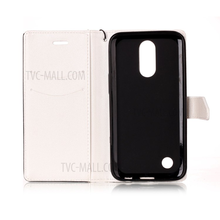 Sand-like Grain Bi-Color Leather Card Slot Cover with Stand for LG K10 (2017) - White-3
