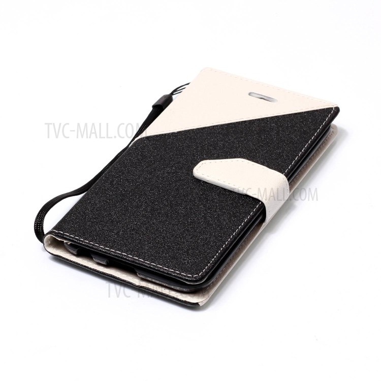 Sand-like Grain Bi-Color Leather Card Slot Cover with Stand for LG K10 (2017) - White-4