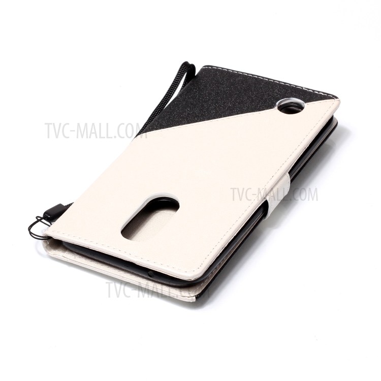 Sand-like Grain Bi-Color Leather Card Slot Cover with Stand for LG K10 (2017) - White-5