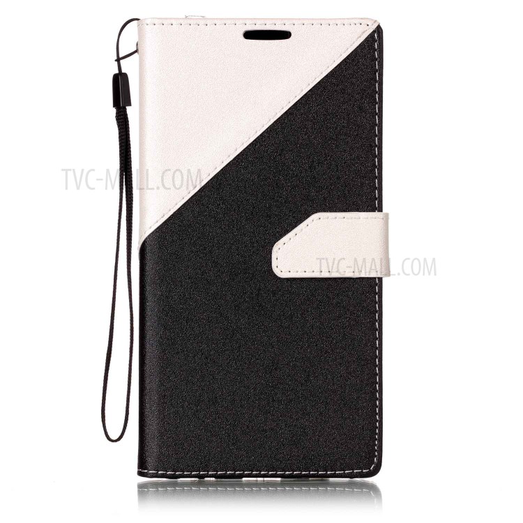 Sand-like Grain Bi-Color Leather Card Slot Protective Case with Stand for LG V20 - White-1
