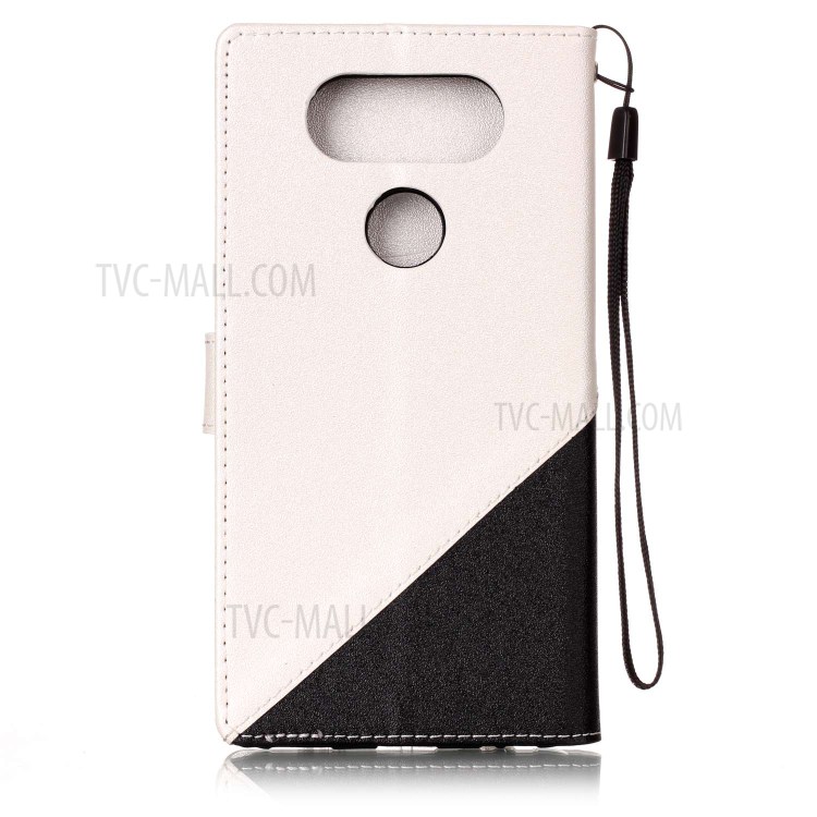 Sand-like Grain Bi-Color Leather Card Slot Protective Case with Stand for LG V20 - White-2