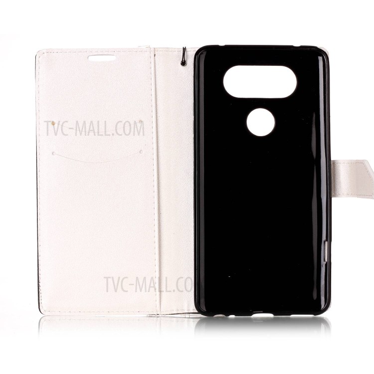 Sand-like Grain Bi-Color Leather Card Slot Protective Case with Stand for LG V20 - White-3