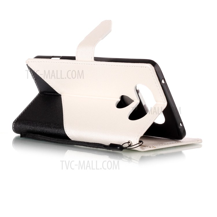 Sand-like Grain Bi-Color Leather Card Slot Protective Case with Stand for LG V20 - White-4