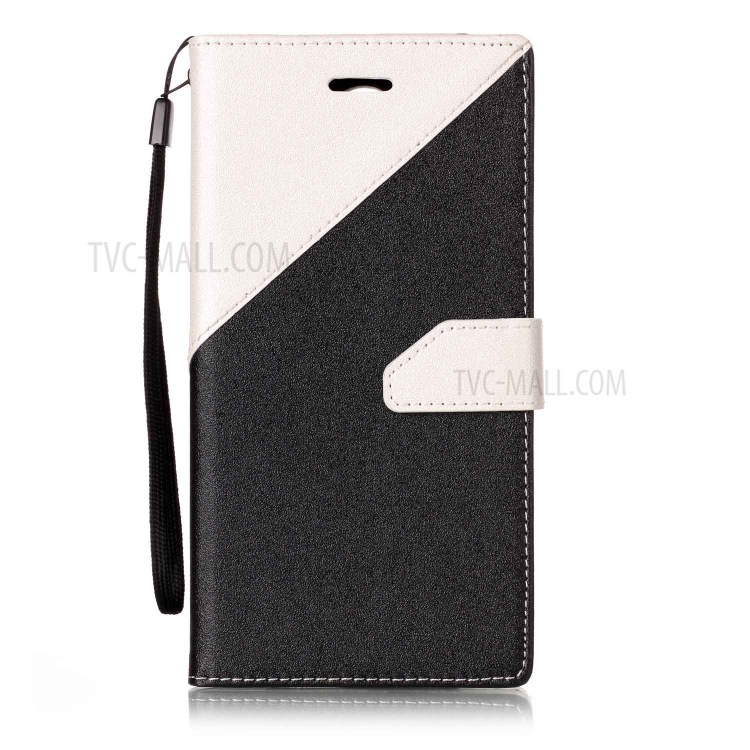 Contrast Color Sand-like Leather Wallet Stand Case for LG Stylus 3 - White-1