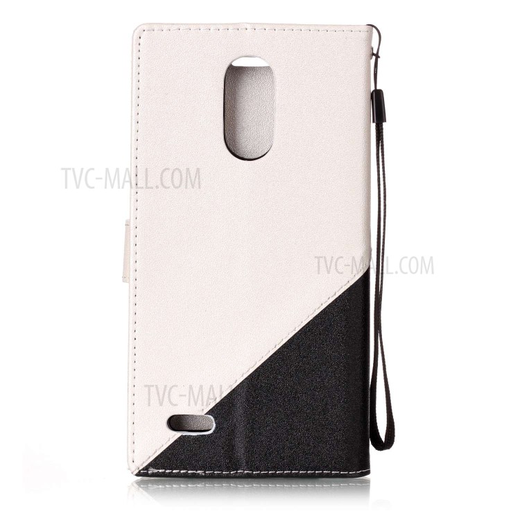 Contrast Color Sand-like Leather Wallet Stand Case for LG Stylus 3 - White-2