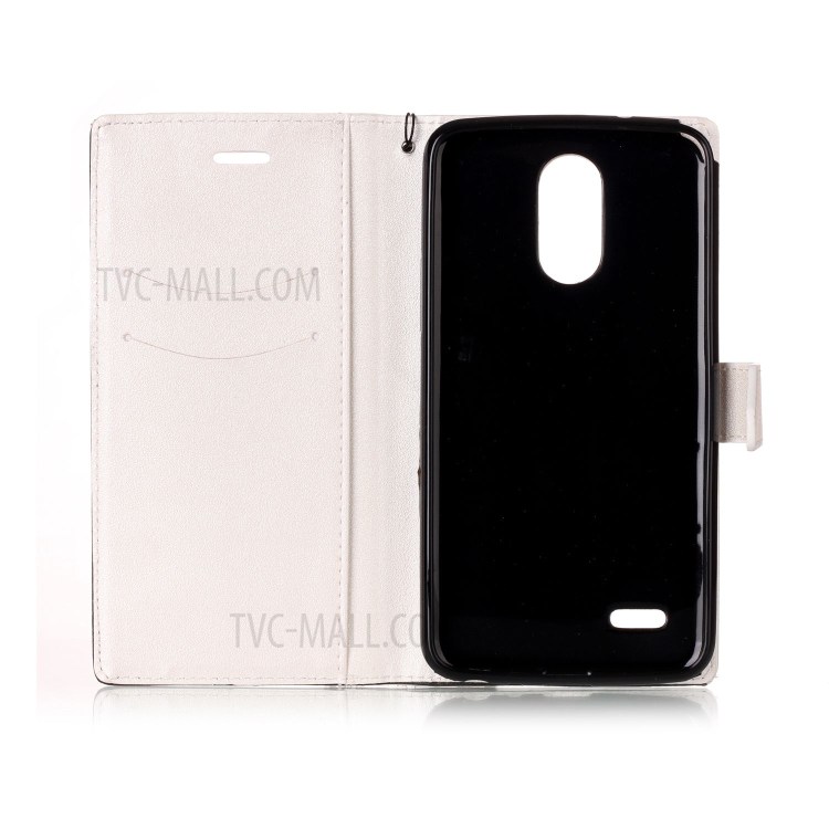 Contrast Color Sand-like Leather Wallet Stand Case for LG Stylus 3 - White-3