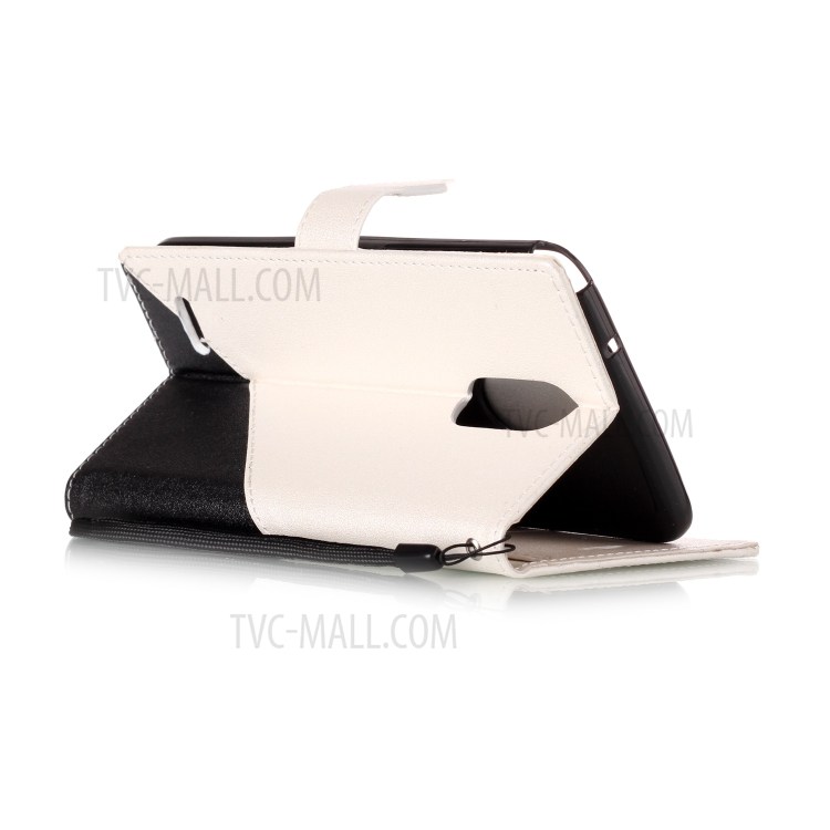 Contrast Color Sand-like Leather Wallet Stand Case for LG Stylus 3 - White-4