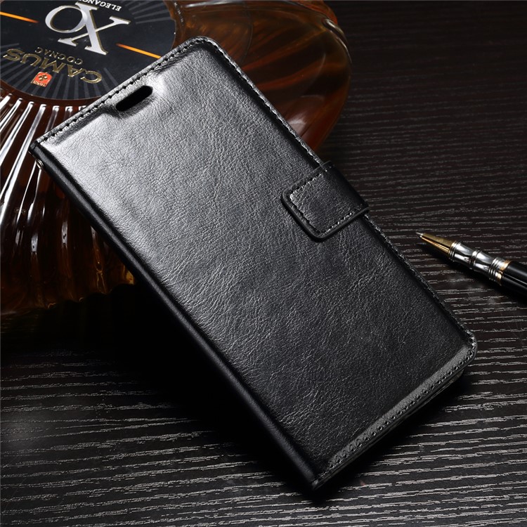 For LG Stylus 3 / Stylo 3 Crazy Horse Wallet Stand Leather Case Phone Cover - Black-1