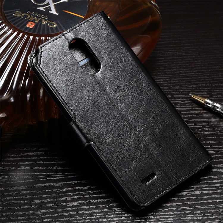 For LG Stylus 3 / Stylo 3 Crazy Horse Wallet Stand Leather Case Phone Cover - Black-2