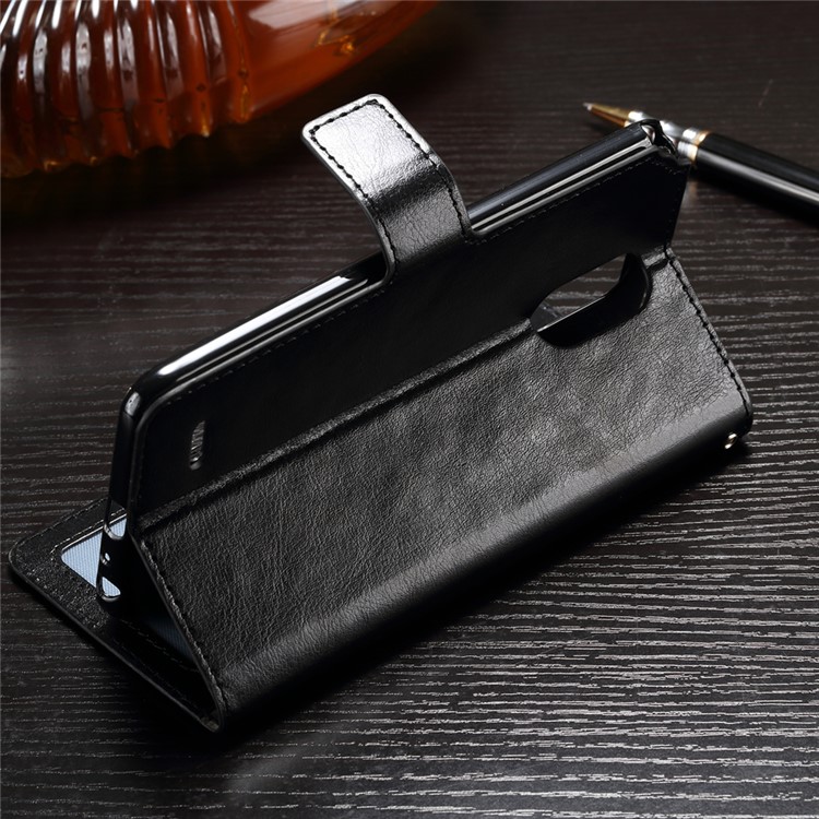 For LG Stylus 3 / Stylo 3 Crazy Horse Wallet Stand Leather Case Phone Cover - Black-3
