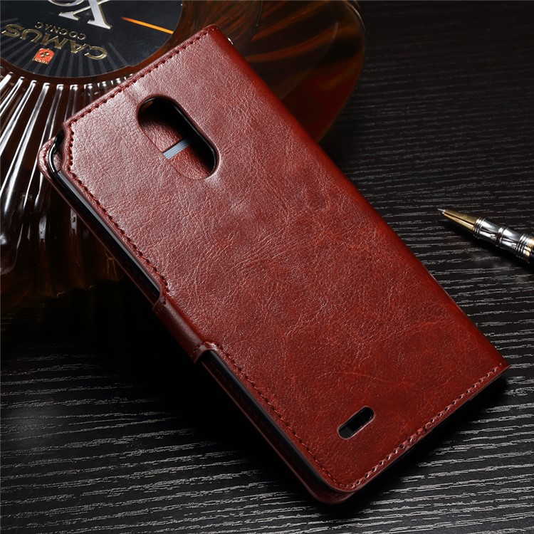 Crazy Horse Wallet Leather Mobile Shell Stand for LG Stylus 3 / Stylo 3 - Brown-2