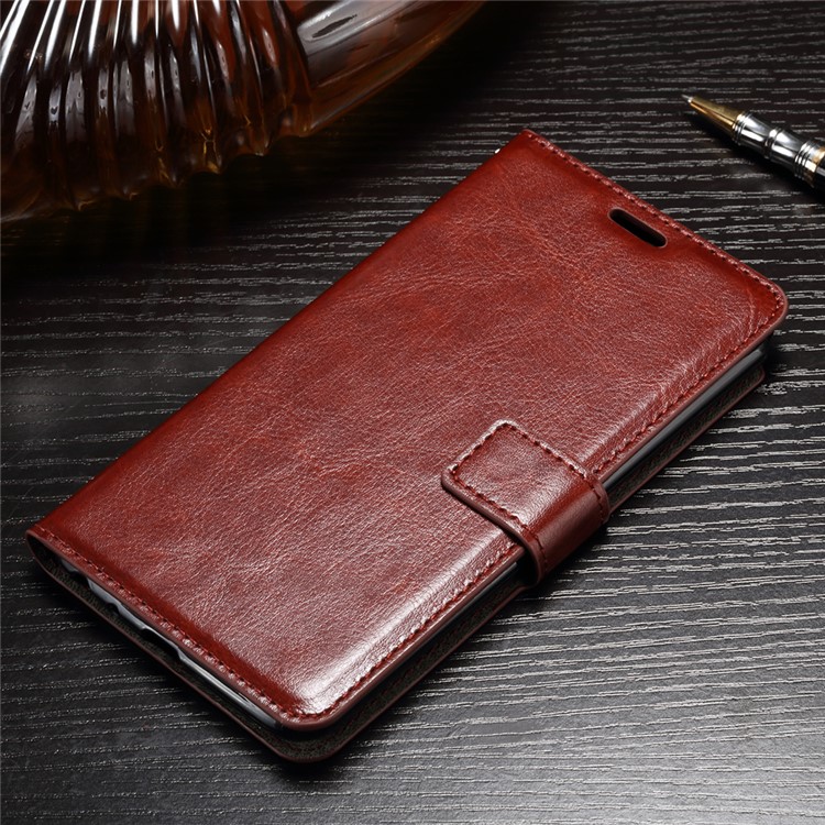 Crazy Horse Wallet Leather Mobile Shell Stand for LG Stylus 3 / Stylo 3 - Brown-3